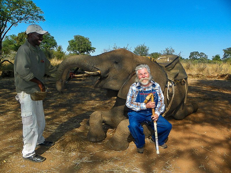 Africa - Petr with elephant Petr Jandacek with elephant